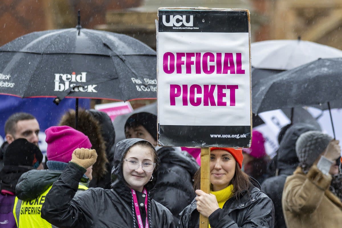 University staff and ambulance workers were staging more strike action on Friday (PA Wire)