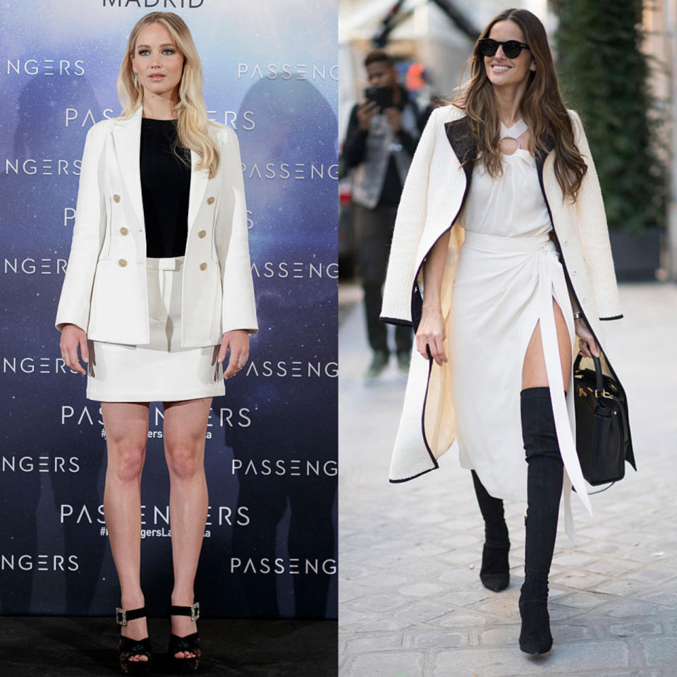 Weiß wie Schnee, schwarz wie Ebenholz: Der Monochrome-Look macht den Winter noch cooler. Das wissen auch Schauspielerin Jennifer Lawrence (links) und "Victoria’s Secret”-Engel Izabel Goulart (rechts).