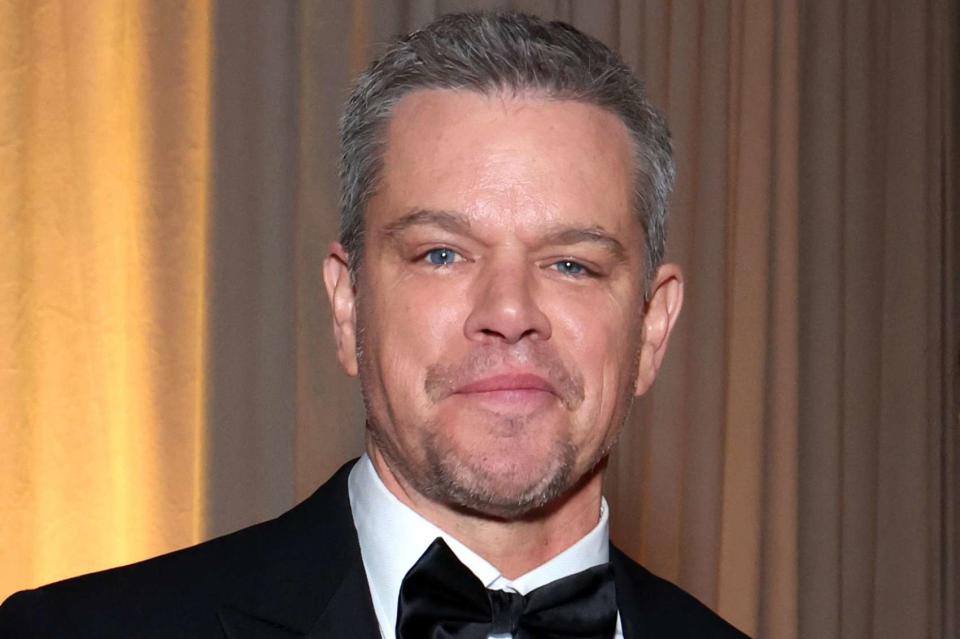 <p>Chelsea Lauren/Shutterstock</p> Matt Damon at the 2024 Golden Globe Awards