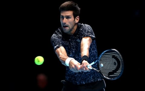 Novak Djokovic of Serbia plays a backhand during his singles final against Alexander Zverev of Germany during Day Eight of the Nitto ATP Finals at The O2 Arena on November 18, 2018 in London, England - Credit:  Getty Images 