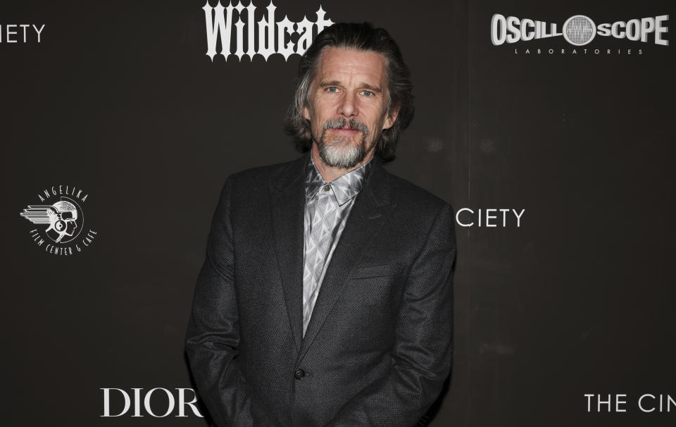 Ethan Hawke attends the premiere of "Wildcat", hosted by Dior and The Cinema Society, at the Angelika Film Center on Thursday, April 11, 2024, in New York. (Photo by CJ Rivera/Invision/AP)