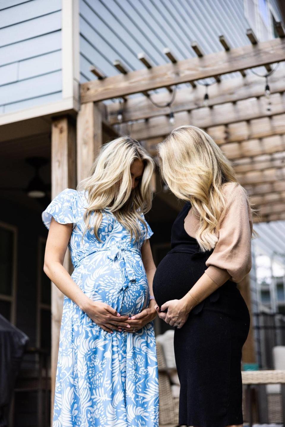 WCCB meteorologists Nicole Madden, left, and Kaitlin Wright pose for a portrait in Charlotte, N.C., on Wednesday, October 4, 2023.