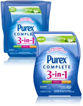 Purex Complete 3-in-1 Laundry sheets ($7)