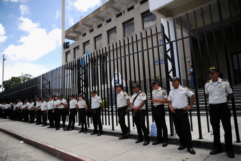 Supporters of anti-graft presidential candidate Bernardo Arevalo protest in Guatemala City