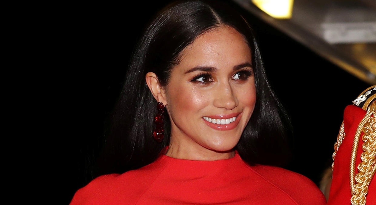 Meghan Markle wears affordable British jewellery brand on latest virtual engagement.  (Getty Images)