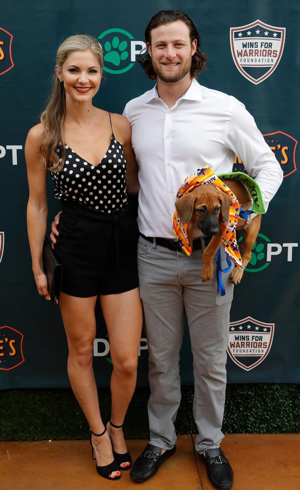 Gerrit Cole and wife Amy Crawford Cole attend Kate Upton and Justin Verlander's reception for Grand Slam Adoption Event and Wins For Warriors Foundation to raise funds for adoptable dogs to become service animals for military veterans at Grace's On Kirby on September 3, 2018 in Houston, Texas