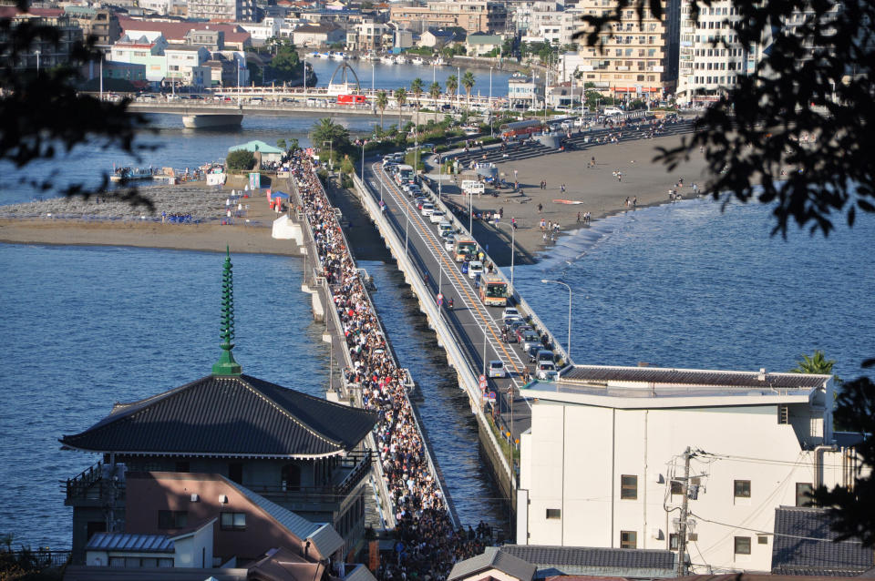 日劇拍攝取景地 江之島大橋封閉 由7月13日開始夜間封閉 減少對居民影響 1996年來再次封橋