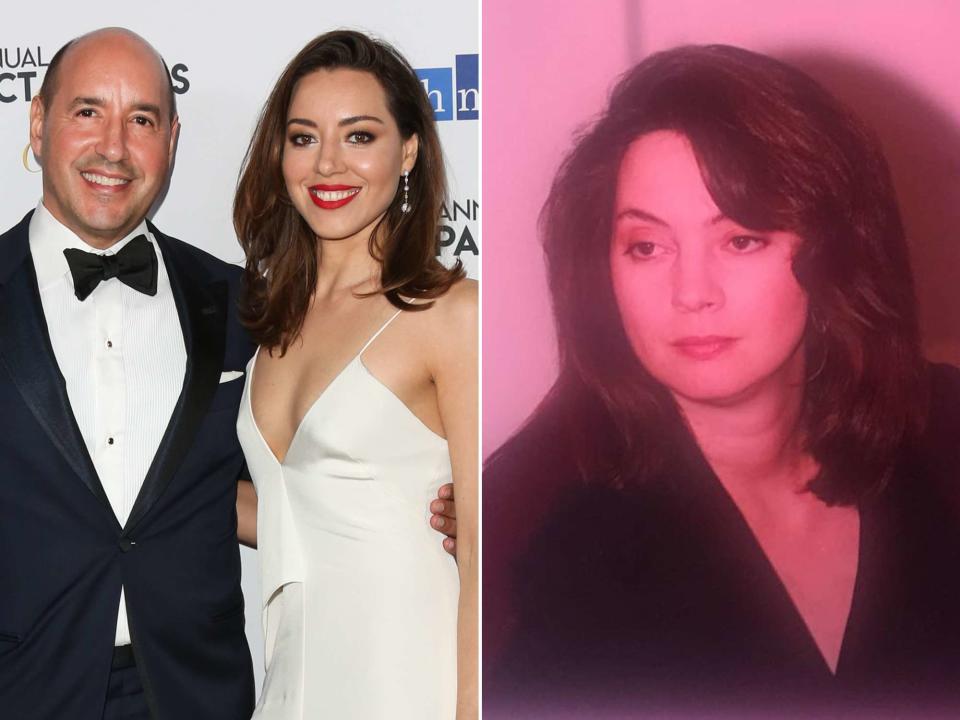 <p>Paul Archuleta/FilmMagic ; Aubrey Plaza Instagram</p> Aubrey Plaza and her father, David Plaza, attend the National Hispanic Media Coalition