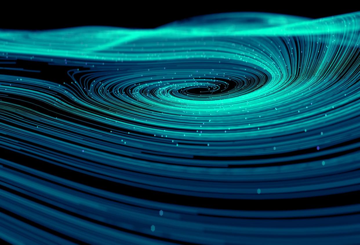 <span class="caption">New mathematics have shown that lines of energy can be used to describe the universe. </span> <span class="attribution"><a class="link " href="https://www.gettyimages.com/detail/photo/%E7%B2%92%E5%AD%90%E7%B7%9A%E6%A2%9D-royalty-free-image/1167012631?adppopup=true" rel="nofollow noopener" target="_blank" data-ylk="slk:zf L/Moment via Getty Images;elm:context_link;itc:0;sec:content-canvas">zf L/Moment via Getty Images</a></span>