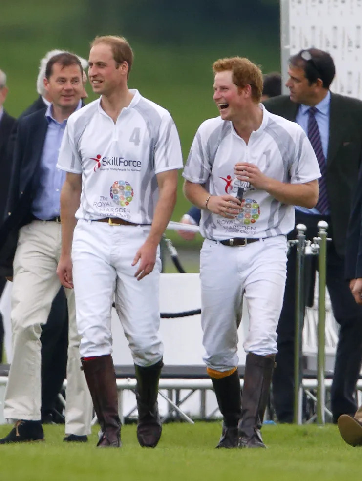 ASCOT, UNITED KINGDOM - MAY 31: (EMBARGOED FOR PUBLICATION IN UK NEWSPAPERS UNTIL 48 HOURS AFTER CREATE DATE AND TIME) Prince William, Duke of Cambridge and Prince Harry seen after playing in the Audi Polo Challenge at Coworth Park Polo Club on May 31, 2014 in Ascot, England. (Photo by Max Mumby/Indigo/Getty Images)