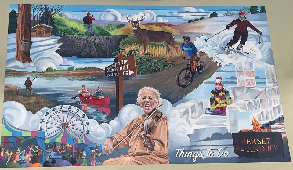 The second piece of the mural is entitled 'Things to Do" and features a variety of events and activities that Somerset County is known for each year.