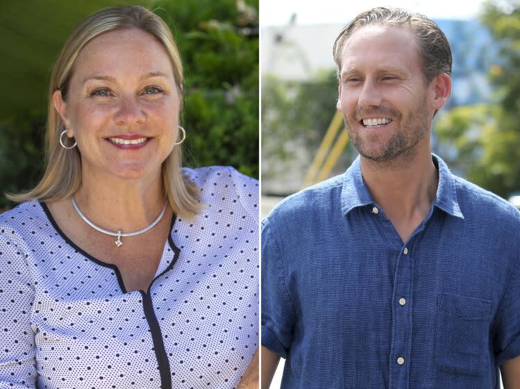 Traci Park is running against Erin Darling in next year's Los Angeles City Council election. (Left, Francine Orr / Los Angeles Times, Right, Gary Coronado/Los Angles Times)