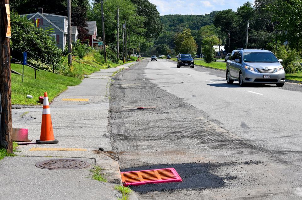 Sections of Mill Street are either newly paved or ground down like this part waiting to be paved.