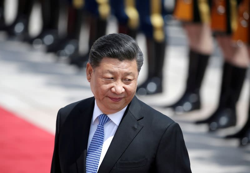 FILE PHOTO: Chinese President Xi Jinping attends a welcoming ceremony for Greek President Prokopis Pavlopoulos in Beijing