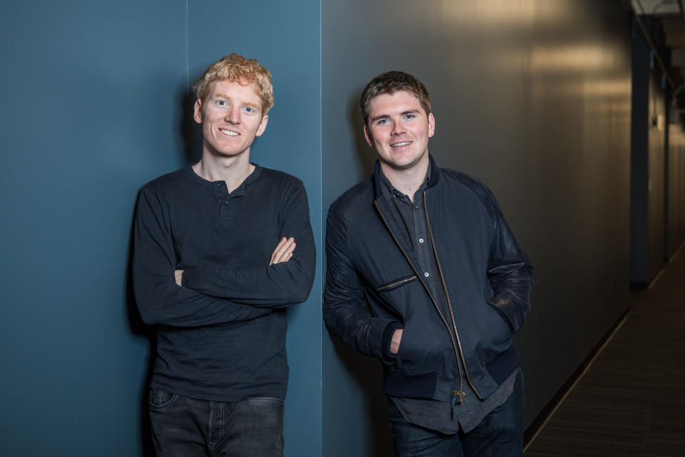 Patrick and John Collison, the Irish brothers who run Stripe. Photo: Stripe