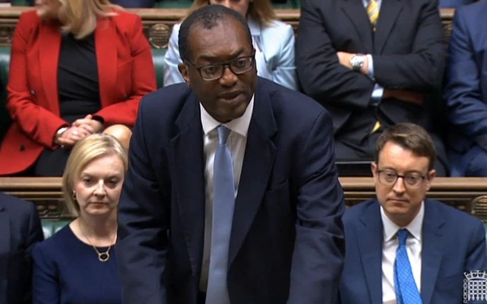 Britain's Chancellor of the Exchequer Kwasi Kwarteng unveiling his plan to the Commons - AFP