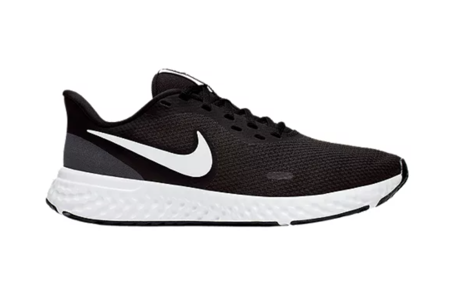 Nike Women's Revolution 5 Running Shoes in black with white check (Photo via Sport Chek)