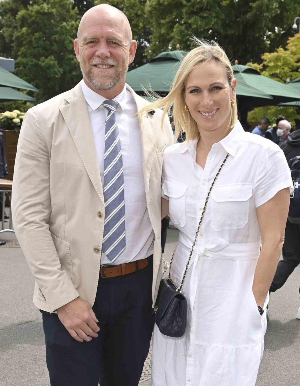 Mike Tindall and Zara Phillips attend Day Two of Wimbledon 2022