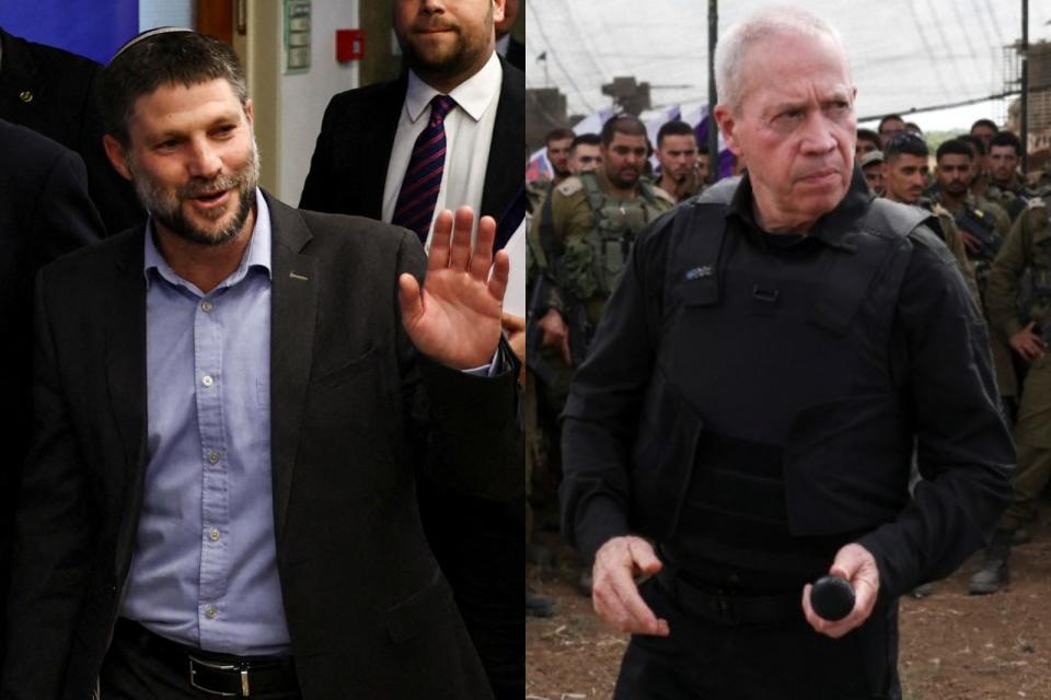 以色列財長史莫崔赫（左）、防長葛朗特（右）。路透社