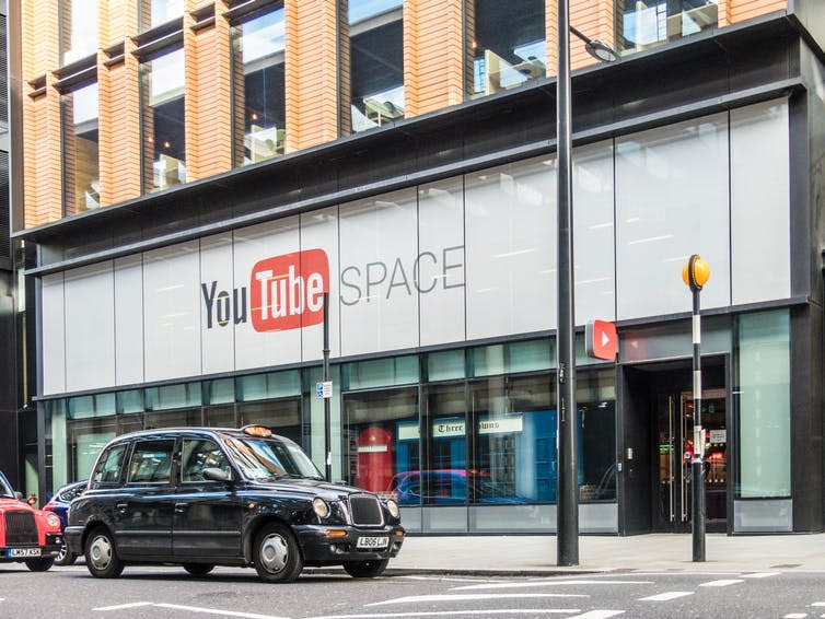 <span class="caption">YouTube Space, in Kings Cross, London, which provides collaboration and production facilities for YouTubers.</span> <span class="attribution"><a class="link " href="https://www.shutterstock.com/download/success?src=b9vfkJbA4Ml3CWnOuQV6Vw-2-51" rel="nofollow noopener" target="_blank" data-ylk="slk:Shutterstock;elm:context_link;itc:0;sec:content-canvas">Shutterstock</a></span>