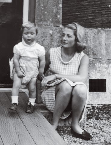 <p>Â©Earl Spencer</p> Charles Spencer at age 2, with his mother outside their family home of Park House.