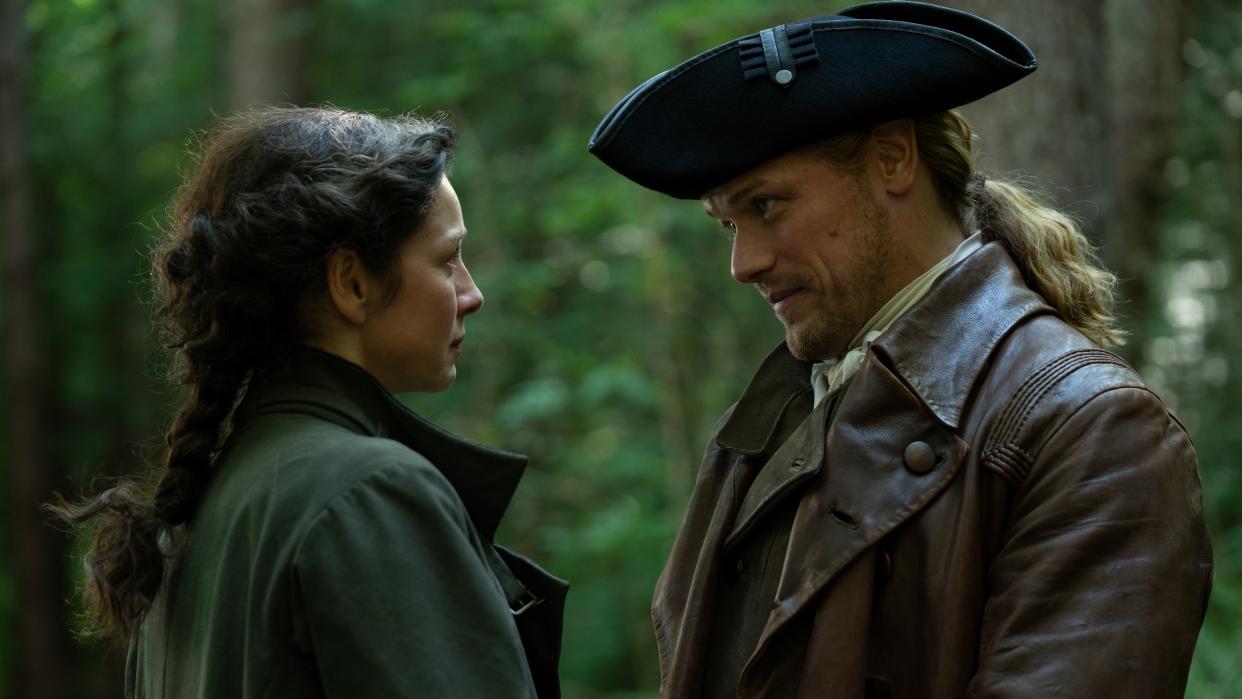  Jamie and Claire Fraser look into each other's eyes in Outlander season 7 episode 3 