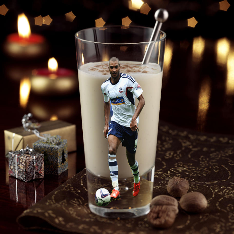 <p>Yes his real name is David N’Gog but allow for some licence here. The ex-Liverpool and Bolton striker joined Greek side (bearing gifts) Panionios in 2016 where Ouzo is more prevalent than Advocaat (Dick). Eggnog/Egg nog<br>Food and Drink</p>