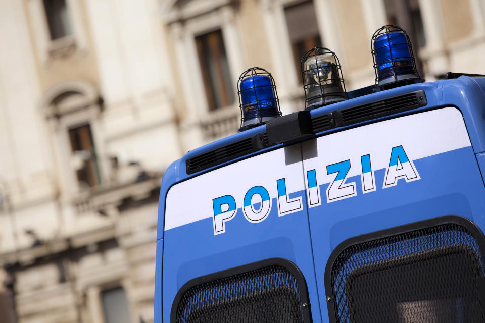 Police vehicle in Rome, Italy.