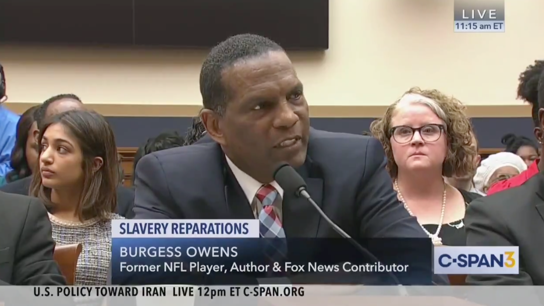 Burgess Owens speaks before Congress. (via screenshot)