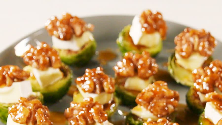 candied walnuts brussels sprouts bites