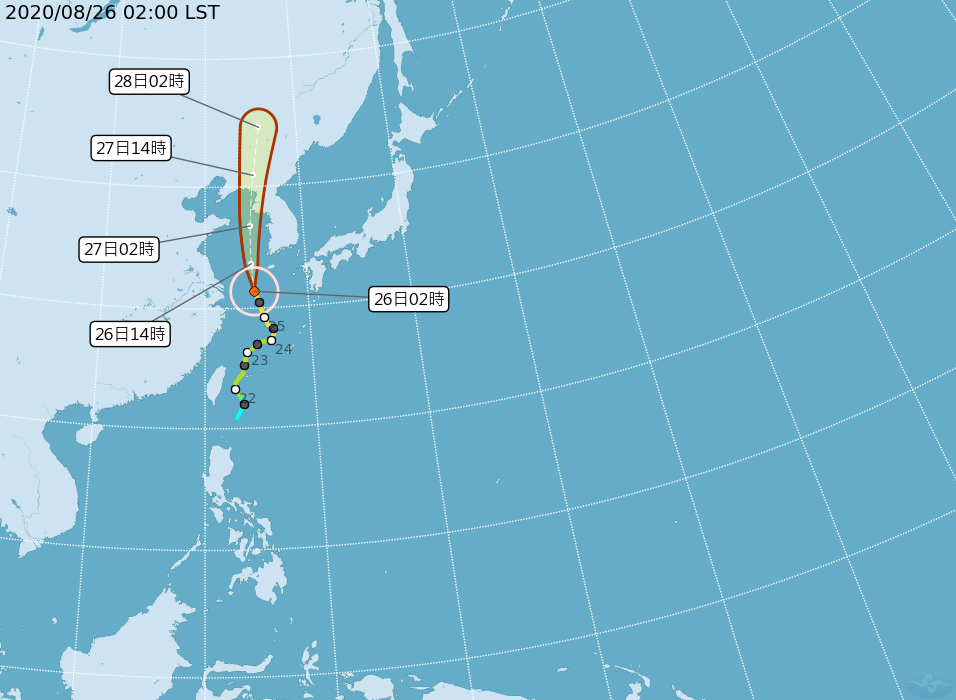 巴威颱風逐漸遠離台灣。（圖／中央氣象局）