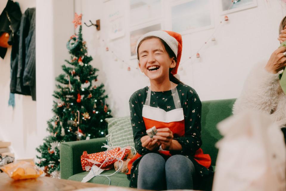 young girl excited on christmas