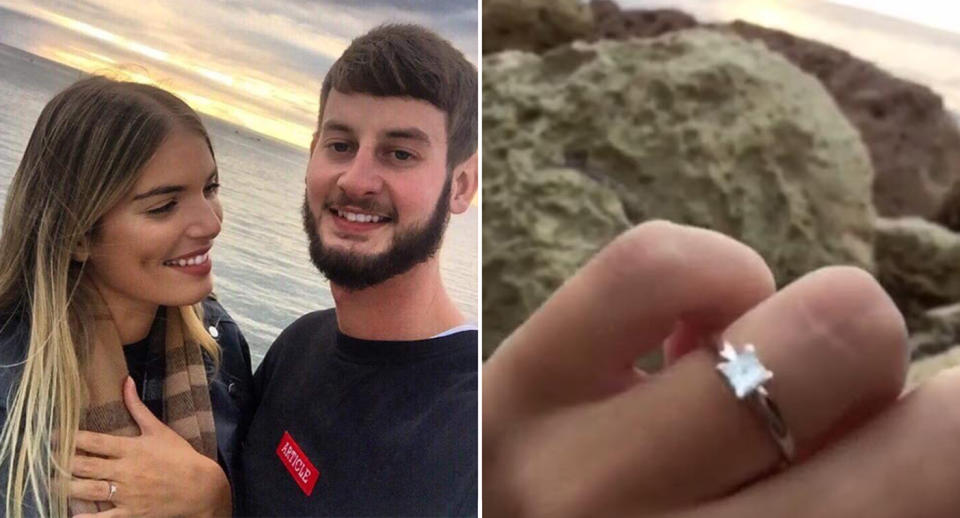 The first ring broke so the couple sent it back to the UK for a refund. The new one was a suprise to Ms Exell. Source: Facebook