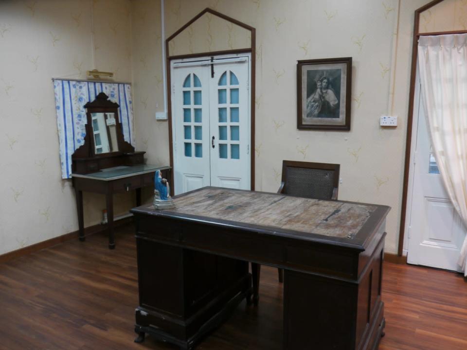 A desk in a room where the Bishop of Macau used to stay.