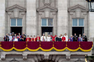 La famille royale britannique au baclon de Buckingham Palace, à Londres, après le couronnement de Charles III, le 6 mai 2023.. PHOTO ANDREW TESTA/THE NEW YORK TIMES