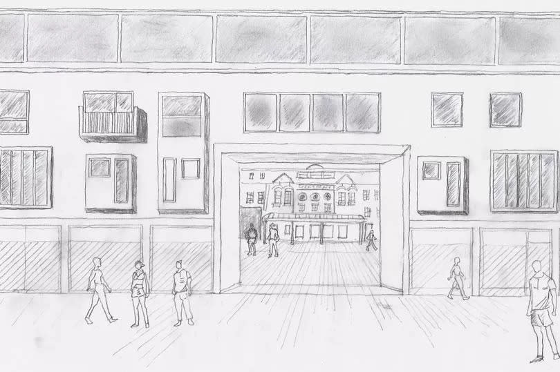 A sketch of how the view towards The Everyman in Cheltenham could be