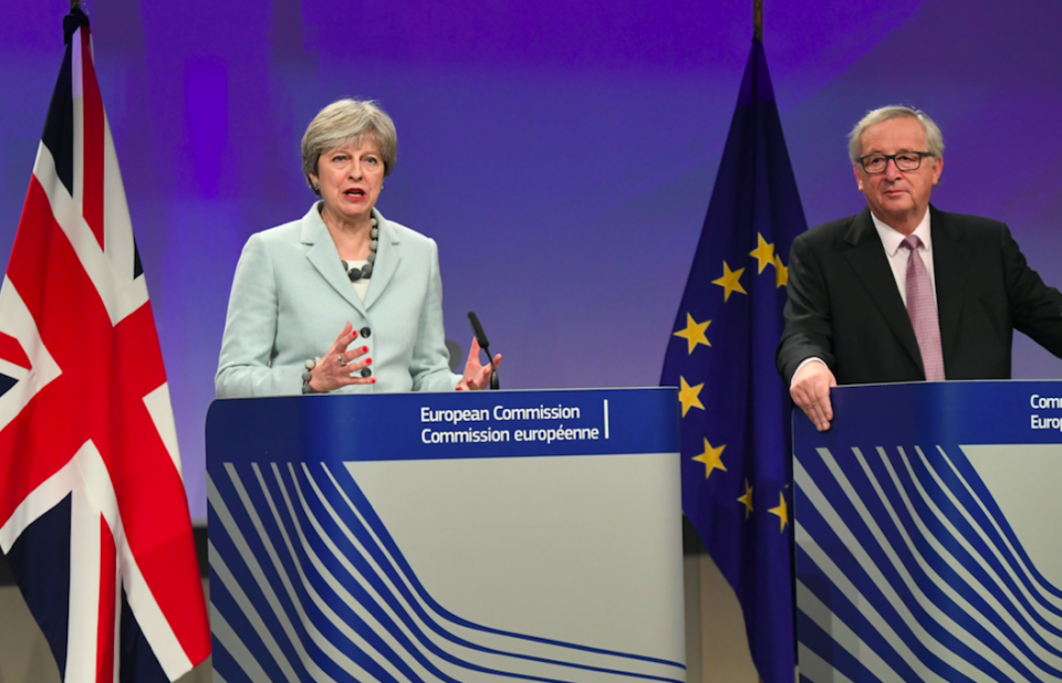 <em>Mrs May made it clear Britain would rethink its agreement to pay the exit settlement in full if it did not achieve an arrangement on future trading relations (Getty)</em>