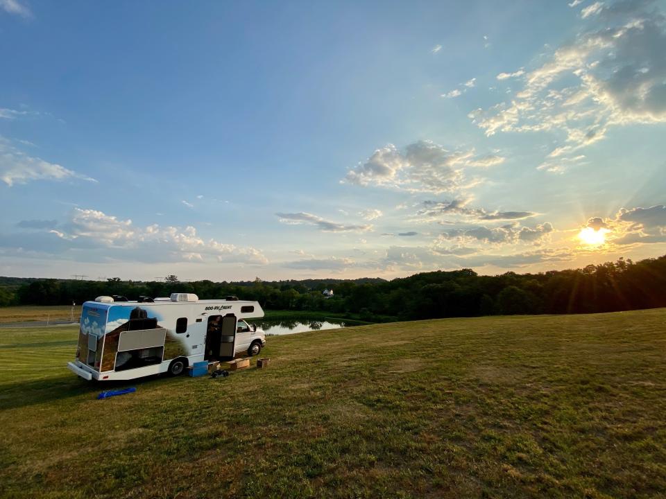 A look at our RV that was parked at a Harvest Host in Pennsylvania.