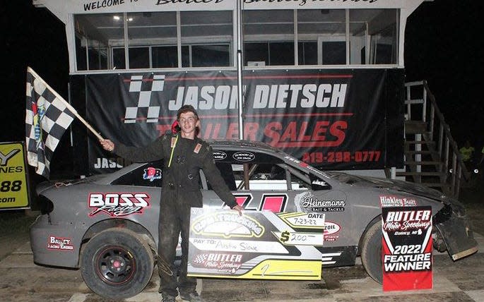 Austin Slone picked up his first career Front Wheel Drive division feature win Saturday at Butler Motor Speedway