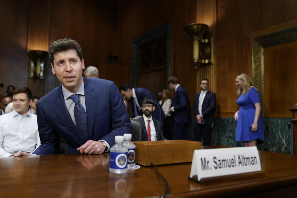 OpenAI CEO Sam Altman arrives for a Senate Judiciary Subcommittee on Privacy, Technology and the Law hearing on artificial intelligence, Tuesday, May 16, 2023, on Capitol Hill in Washington. (AP Photo/Patrick Semansky)