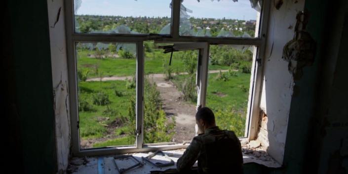 A Ukrainian soldier in Donetsk Oblast on May 28.