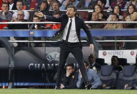 Football - FC Barcelona v Paris St Germain - UEFA Champions League Quarter Final Second Leg - Nou Camp, Barcelona - Spain - 21/4/15 Barcelona manager Luis Enrique Reuters / Gustau Nacarino