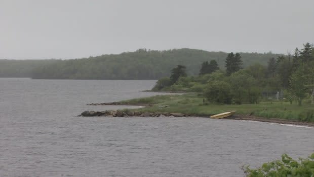 Two people were using a jet ski on Bras d'Or Lake when it overturned Saturday. One individual made it to shore, but the other did not. (Gary Mansfield/CBC - image credit)