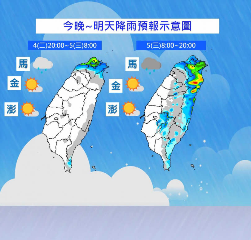 明天大台北整天有雨。（圖／氣象局）