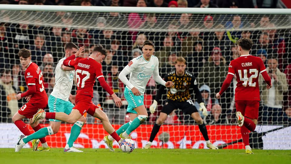 Lewis Koumas scored on his senior debut against Southampton. - Peter Byrne/PA Images/Getty Images