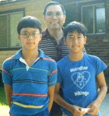 Allan Wu pictured with his father and brother