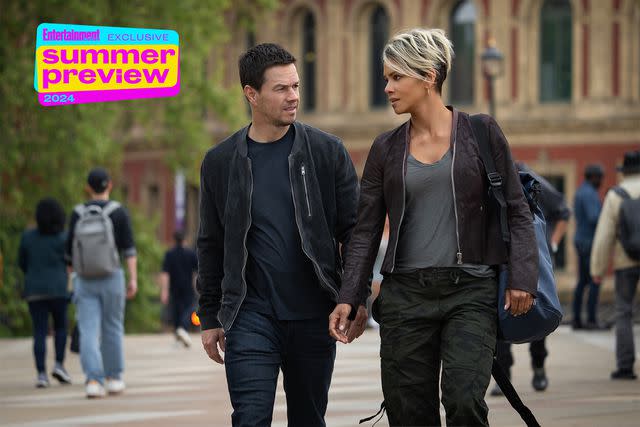 <p>Laura Radford/Netflix </p> Mark Wahlberg and Halle Berry in 'The Union.'