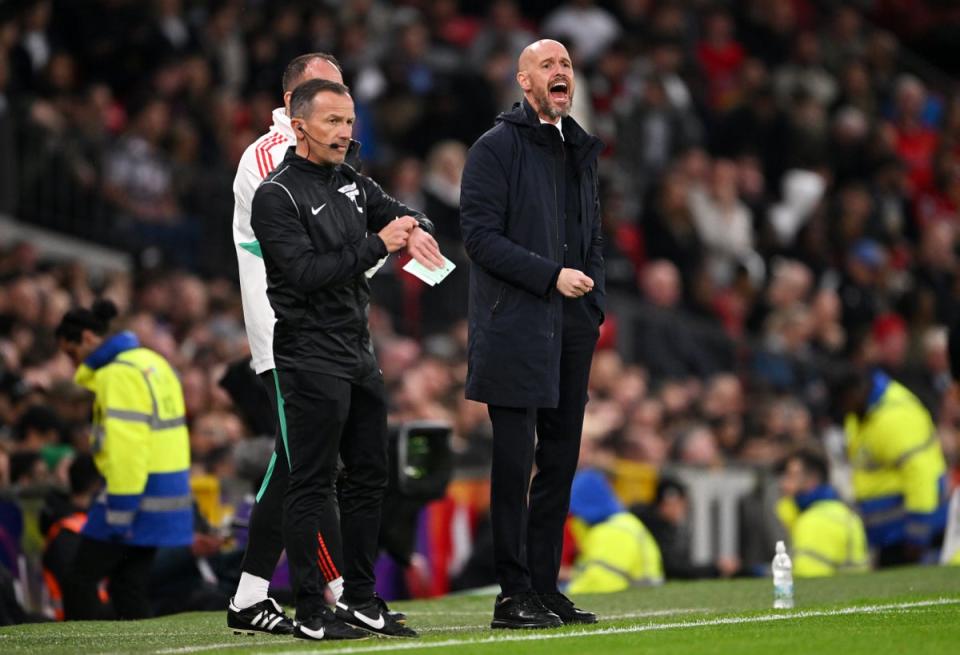 Man Utd boss Erik ten Hag had a great night at Old Trafford but there are signs his team still needs to improve. (Getty Images)