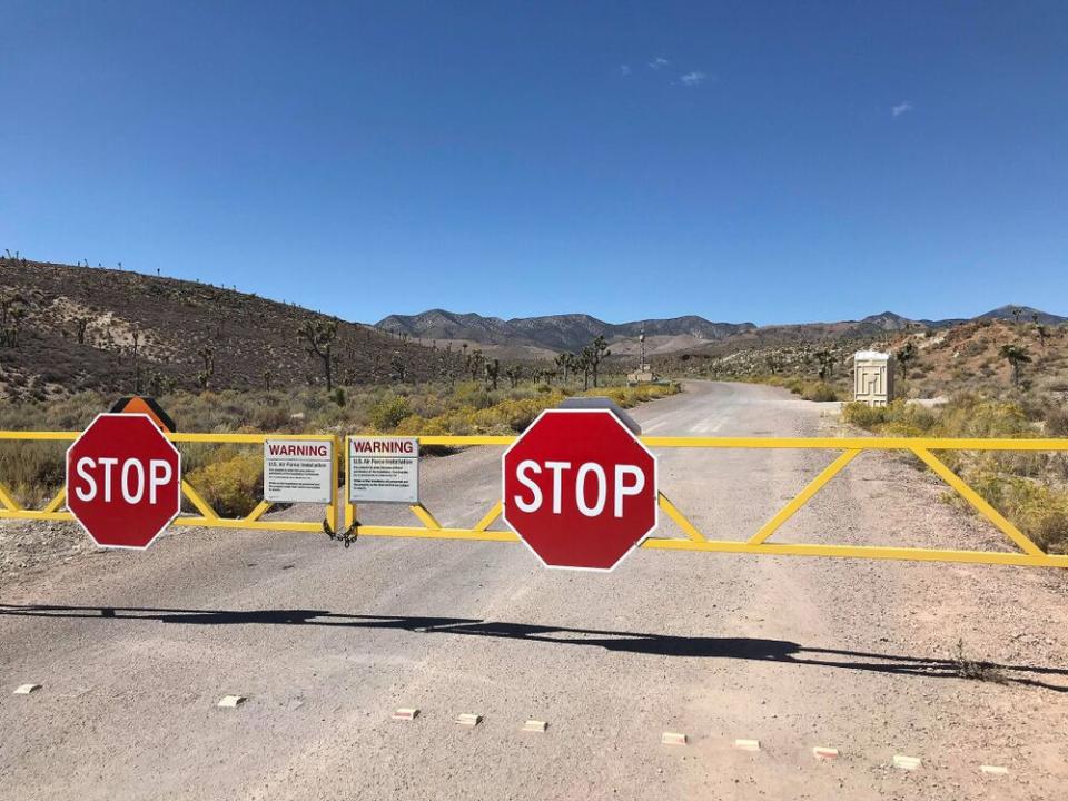 The newly-constructed gate at the Groom Lake Road entrance of Area 51. | Jordan Runtagh