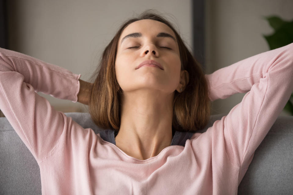 woman relaxes as guide for soothing anxiety during coronavirus pandemic in Australia